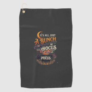 Hocus Pocus Witch Broom Black Cat Magic Cauldron H Golf Towel