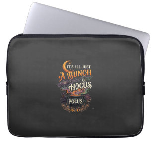 Hocus Pocus Witch Broom Black Cat Magic Cauldron H Laptop Sleeve