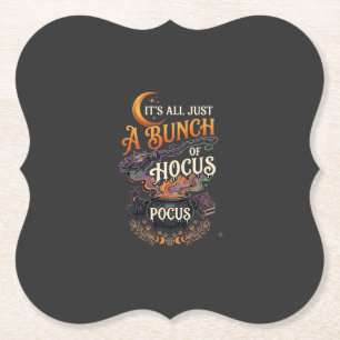 Hocus Pocus Witch Broom Black Cat Magic Cauldron H Paper Coaster