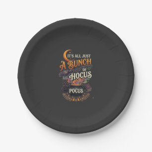Hocus Pocus Witch Broom Black Cat Magic Cauldron H Paper Plate