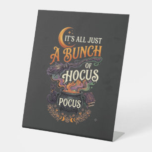 Hocus Pocus Witch Broom Black Cat Magic Cauldron H Pedestal Sign