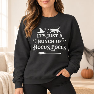 Hocus Pocus Witch Cat Dark Grey Womens Halloween Sweatshirt