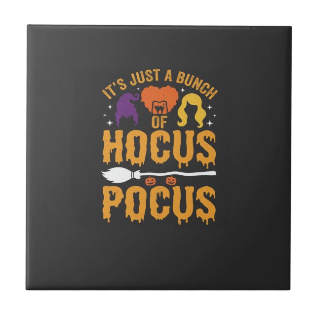 Hocus Pocus Witch Halloween Vector Design Ceramic Tile (Front)