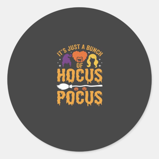 Hocus Pocus Witch Halloween Vector Design Classic Round Sticker (Front)