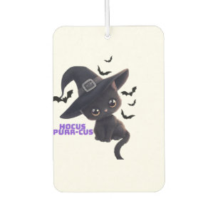 Hocus Purr-cus Cute Black Cat Halloween Art Classi Car Air Freshener