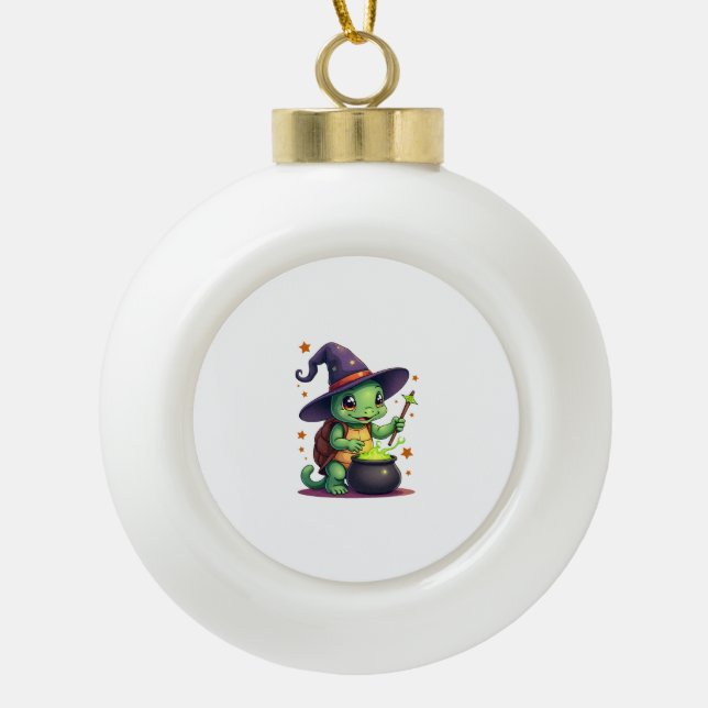 Hocus Shellcus Turtle Ceramic Ball Christmas Ornament (Front)