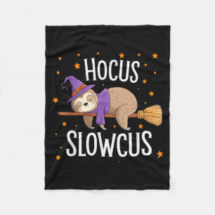 Hocus Slowcus Cute Funny Sloth Halloween 2024 Fleece Blanket