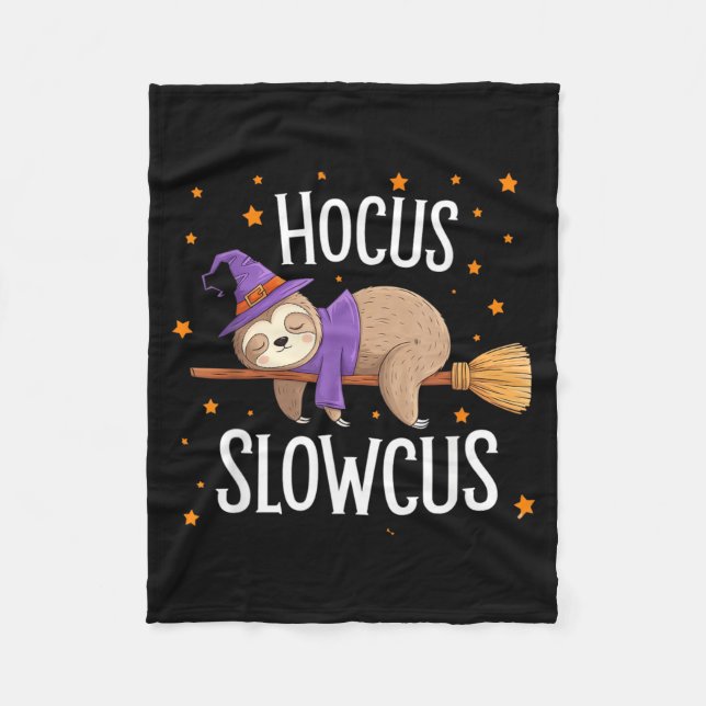 Hocus Slowcus Cute Funny Sloth Halloween 2024 Fleece Blanket (Front)