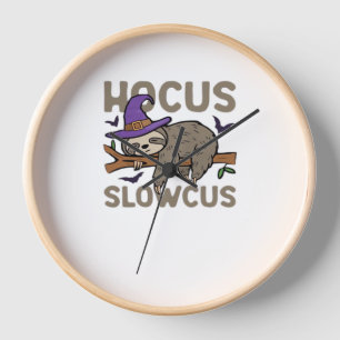 Hocus Slowcus Funny Halloween Sloth Classic T-Shir Clock