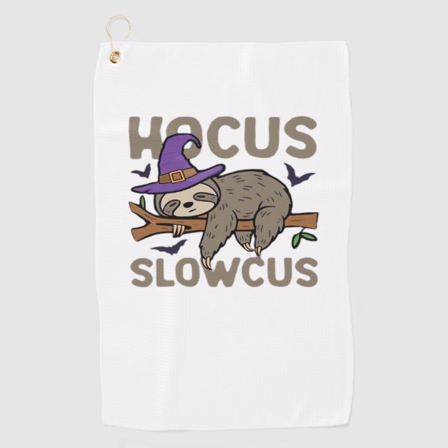 Hocus Slowcus Funny Halloween Sloth Classic T-Shir Golf Towel (Front)