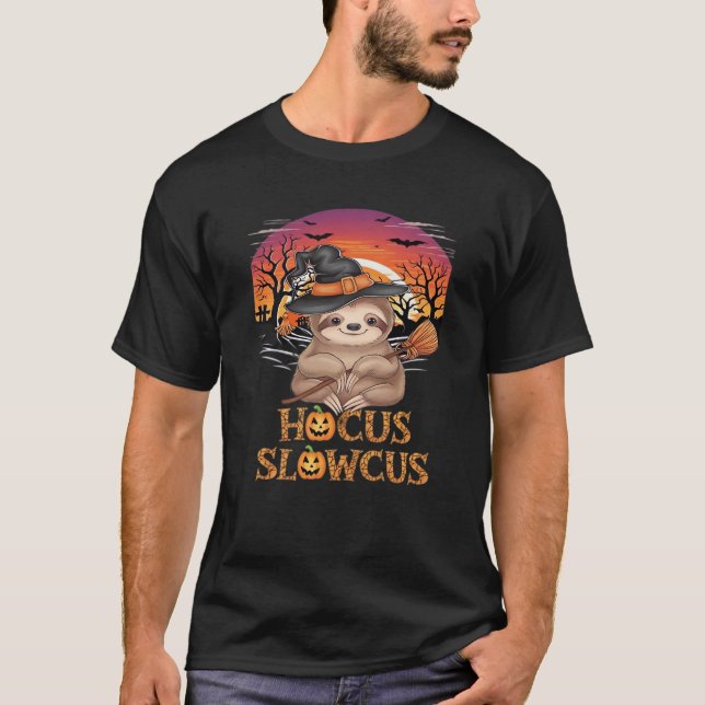 Hocus Slowcus Sloth lovers Halloween costume tee E (Front)