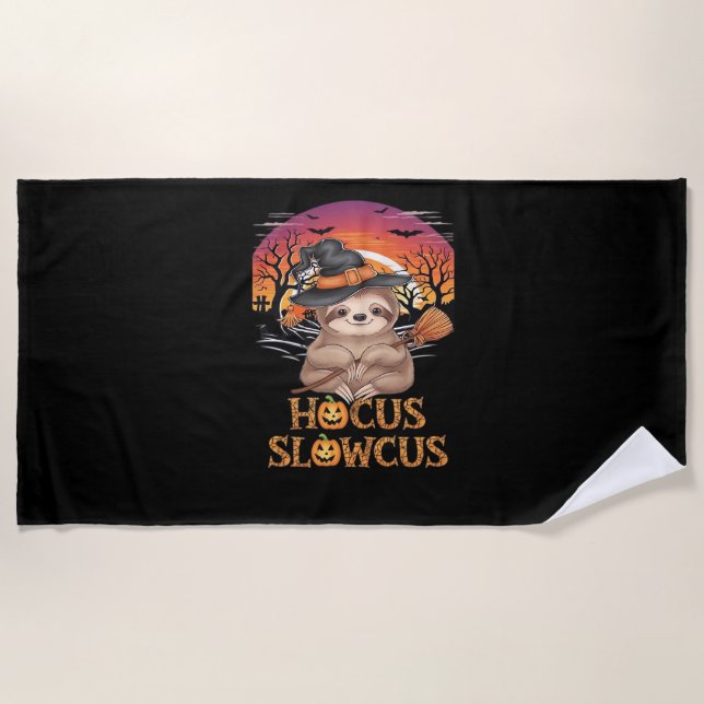 Hocus Slowcus Sloth lovers Halloween costume tee E Beach Towel (Front)