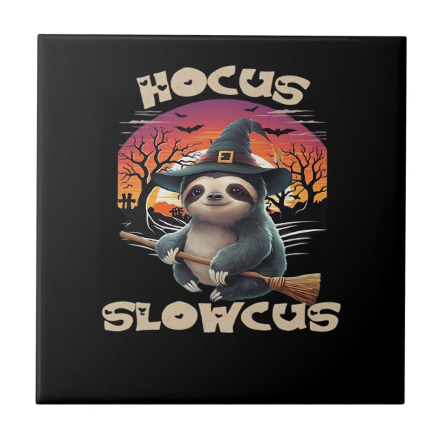 Hocus Slowcus Sloth lovers Halloween costume tee E Ceramic Tile (Front)