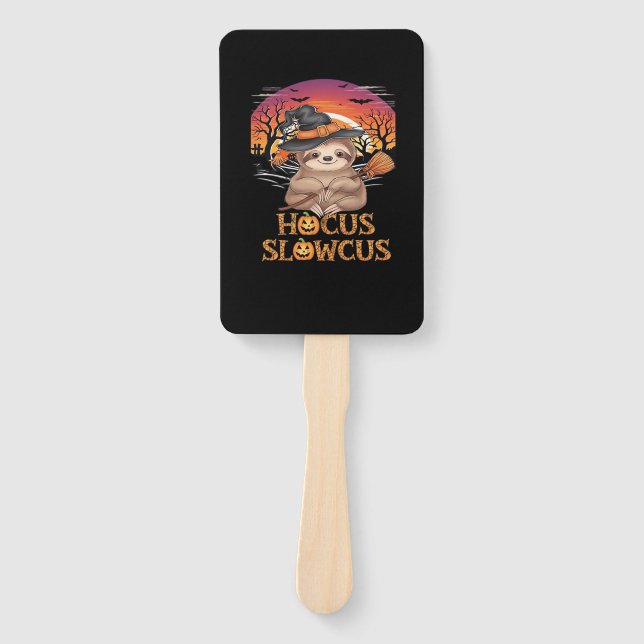 Hocus Slowcus Sloth lovers Halloween costume tee E Hand Fan (Front)
