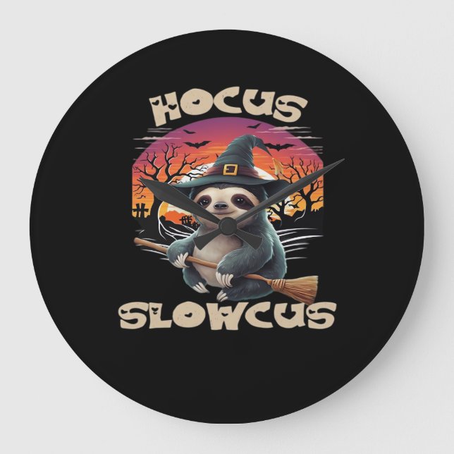 Hocus Slowcus Sloth lovers Halloween costume tee E Large Clock (Front)