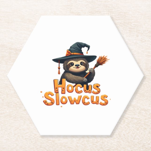 Hocus Slowcus Sloth lovers Halloween costume tee E Paper Coaster (Front)