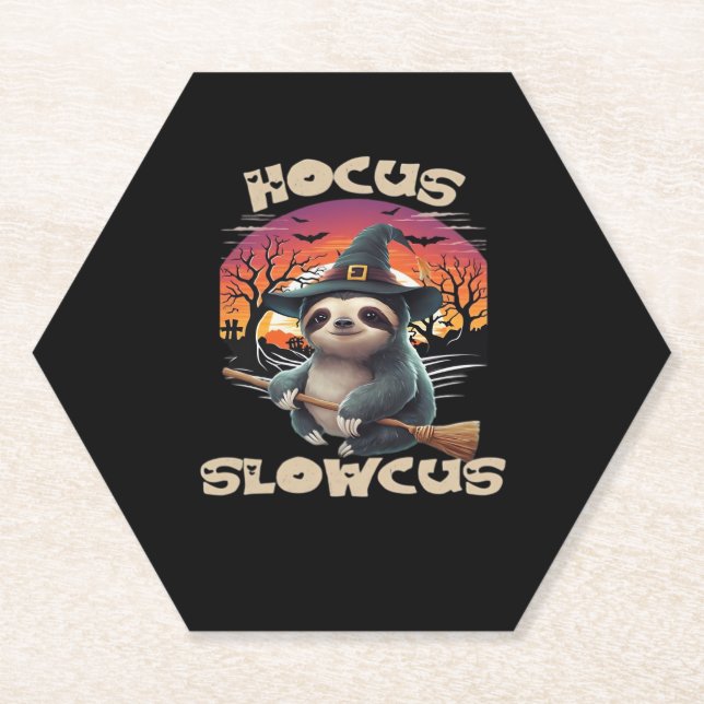 Hocus Slowcus Sloth lovers Halloween costume tee E Paper Coaster (Front)