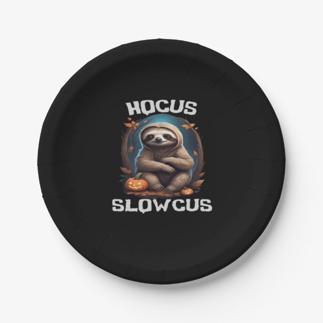 Hocus Slowcus Sloth lovers Halloween costume tee E Paper Plate (Front)