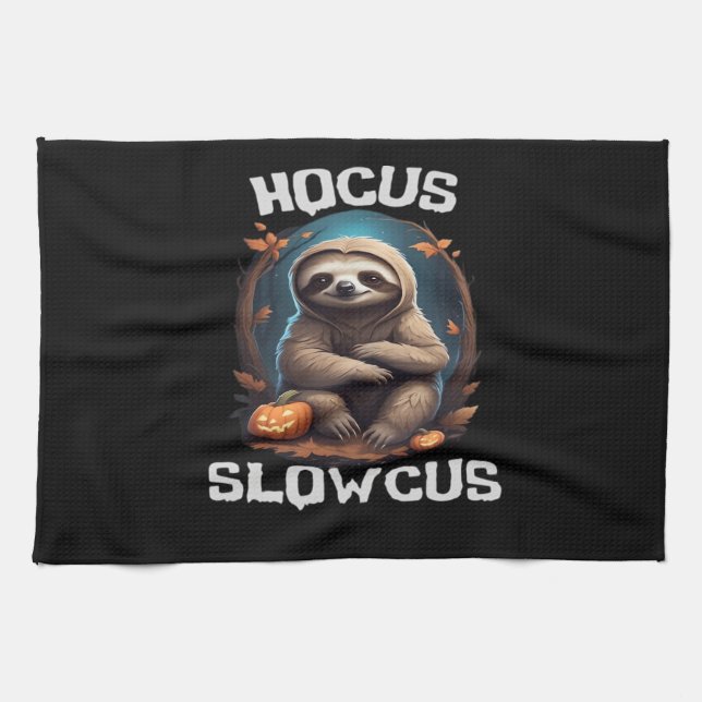 Hocus Slowcus Sloth lovers Halloween costume tee E Tea Towel (Horizontal)
