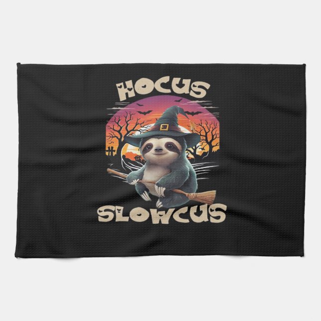 Hocus Slowcus Sloth lovers Halloween costume tee E Tea Towel (Horizontal)