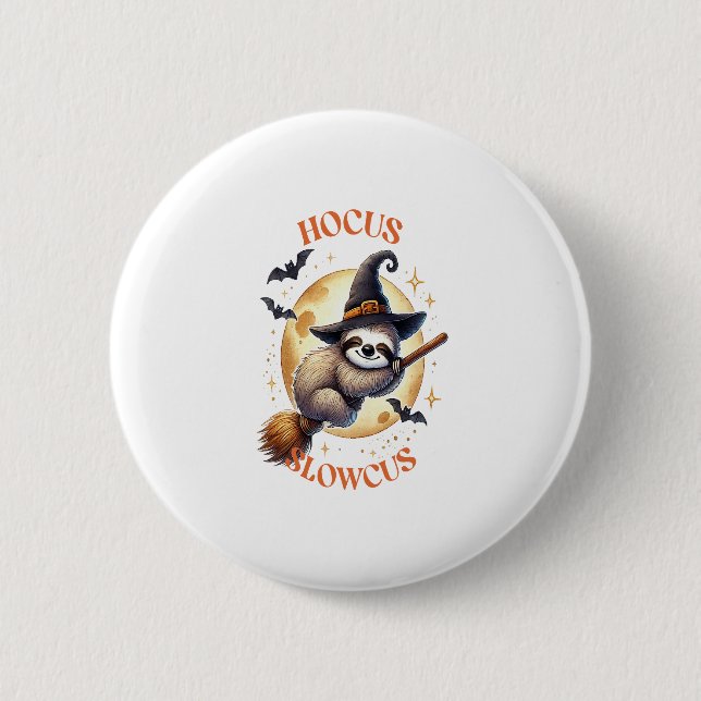 Hocus Slowcus Witch Sloth 6 Cm Round Badge (Front)