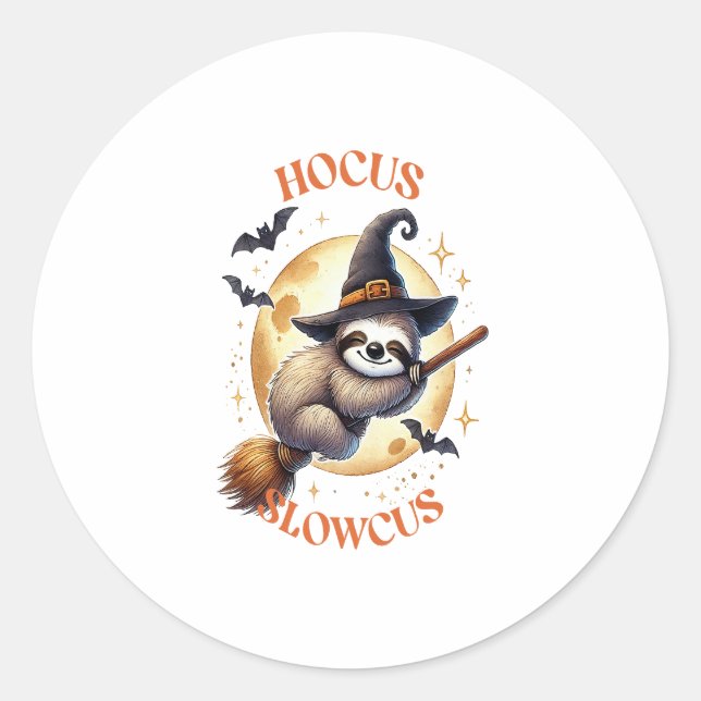 Hocus Slowcus Witch Sloth Classic Round Sticker (Front)