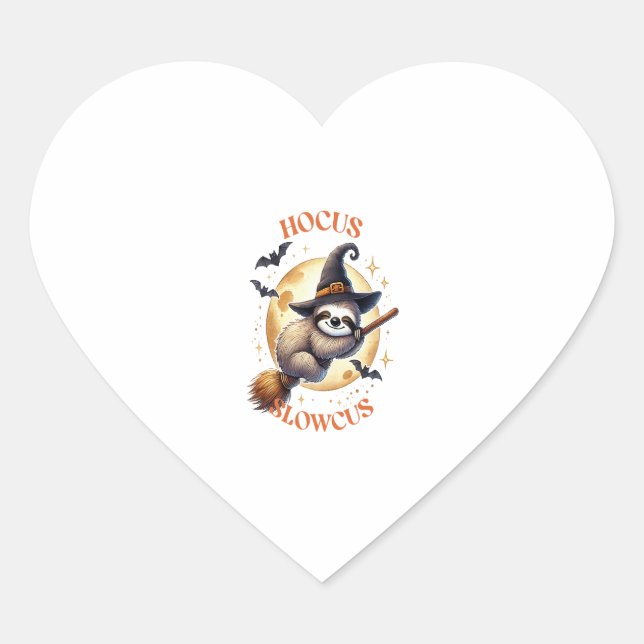 Hocus Slowcus Witch Sloth Heart Sticker (Front)