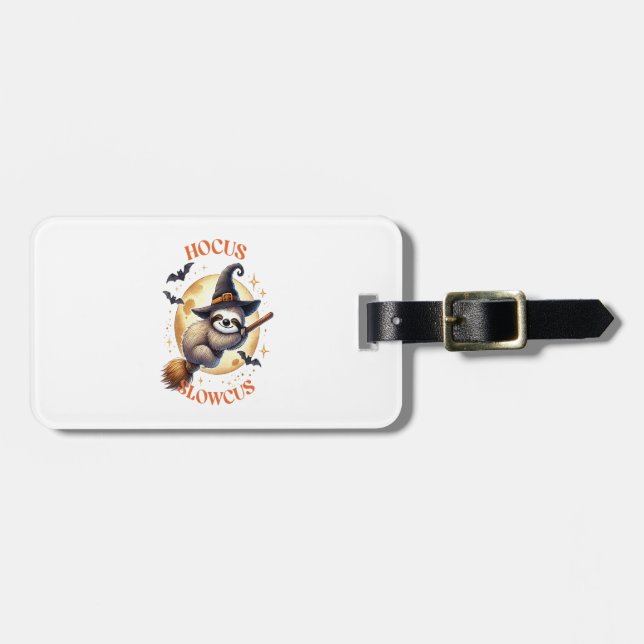 Hocus Slowcus Witch Sloth Luggage Tag (Front Horizontal)
