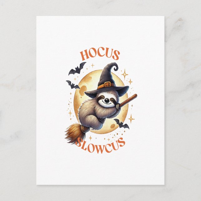 Hocus Slowcus Witch Sloth Postcard (Front)