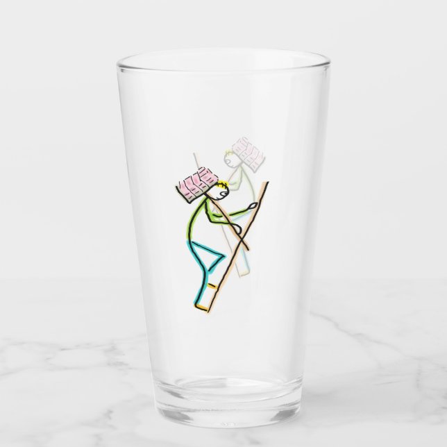 Hod Carrier Stickman Glass (Front)