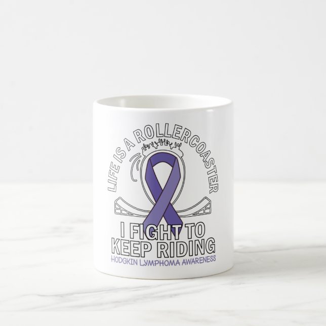 Hodgkin Lymphoma cancer awareness violet ribbon Coffee Mug (Center)