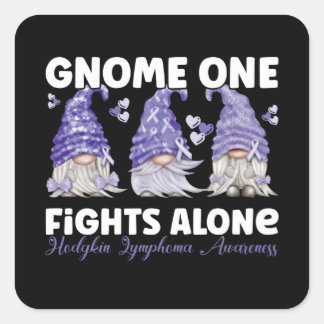 Hodgkin Lymphoma Cancer Violet Ribbon Gnome Square Sticker