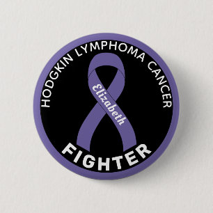 Hodgkin Lymphoma Fighter Ribbon Black Button