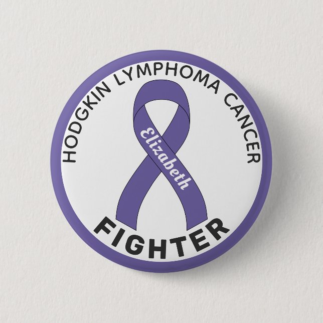 Hodgkin Lymphoma Fighter Ribbon White Button (Front)