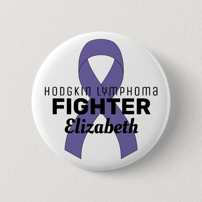 Hodgkin Lymphoma Ribbon White Button (Front)
