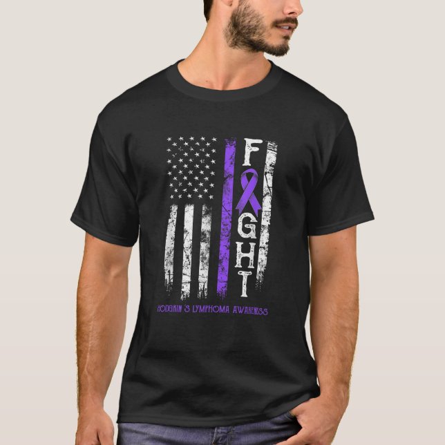 Hodgkin s Lymphoma Warrior US Flag T-Shirt (Front)
