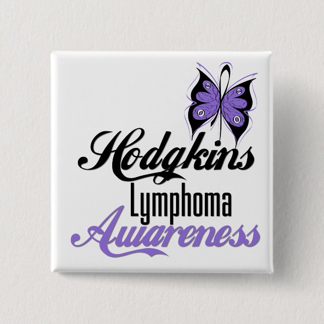 Hodgkins Lymphoma Awareness Butterfly 15 Cm Square Badge (Front)