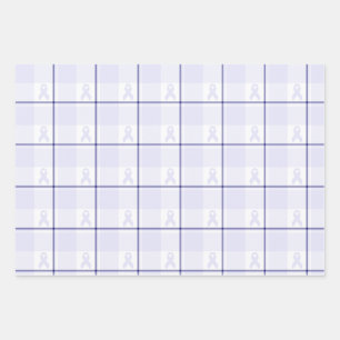 Hodgkin's Lymphoma Awareness Plaid Lavender Ribbon Wrapping Paper Sheet