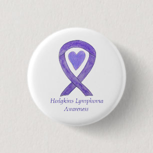 Hodgkins Lymphoma Awareness Ribbon Heart Button