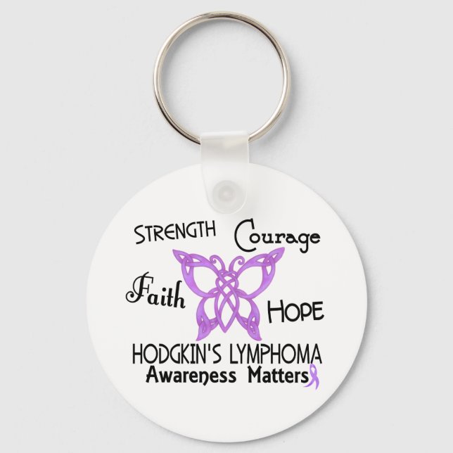 Hodgkin's Lymphoma Celtic Butterfly 3 Key Ring (Front)