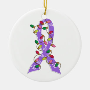 Hodgkin's Lymphoma Christmas Lights Ribbon Ceramic Tree Decoration