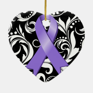 Hodgkin's Lymphoma Ribbon Deco Noir Ceramic Ornament