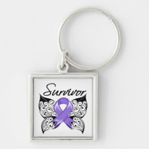 Hodgkins Lymphoma Survivor Butterfly Key Ring