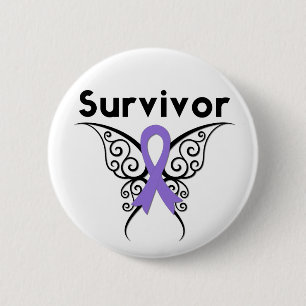 Hodgkins Lymphoma Survivor Tribal Butterfly 6 Cm Round Badge