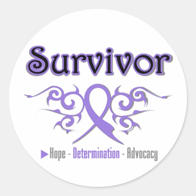 Hodgkins Lymphoma Survivor Tribal Ribbon Classic Round Sticker (Front)