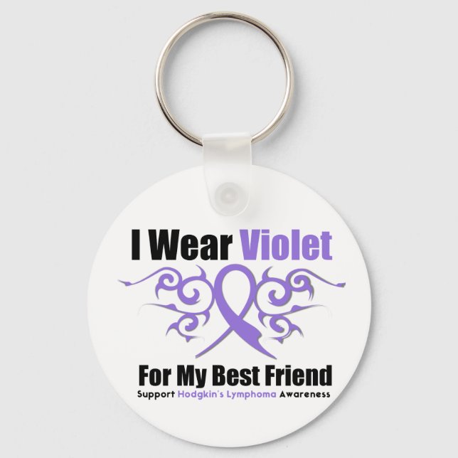 Hodgkins Lymphoma Tribal Ribbon For My Best Friend Key Ring (Front)