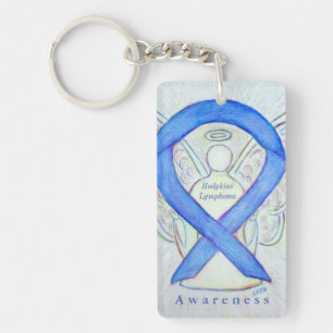 Hodgkins Lymphoma Violet Awareness Ribbon Keychain