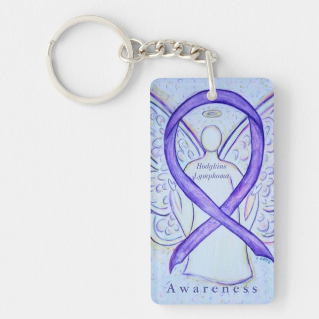 Hodgkins Lymphoma Violet Awareness Ribbon Keychain (Front)