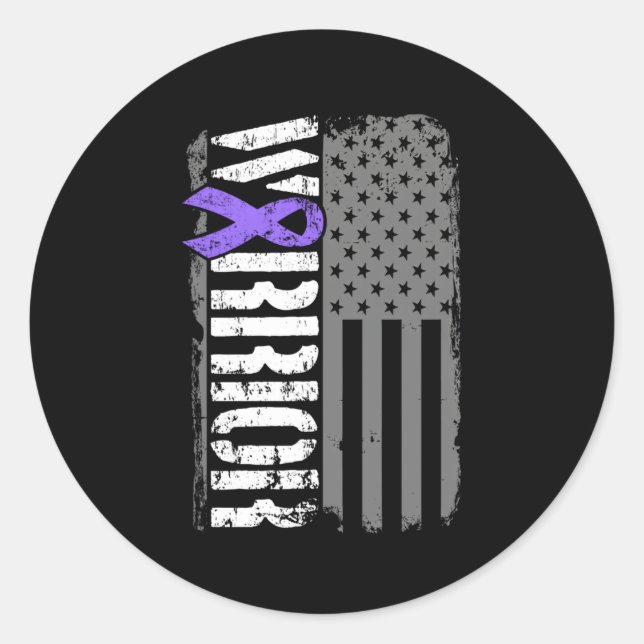 Hodgkins Lymphoma Warrior American Flag Classic Round Sticker (Front)