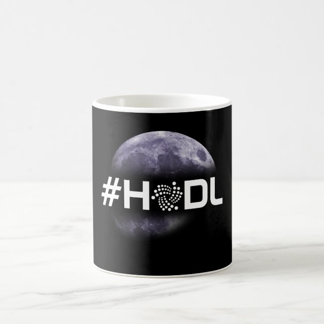#HODL IOTA to the Moon Black Mug (Center)